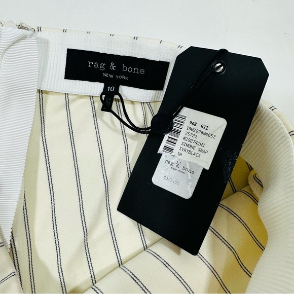 Rag & Bone Simone Stripe Snap Ankle Pant Black Ivory High Rise Sz 10 NWT - Picture 6 of 10